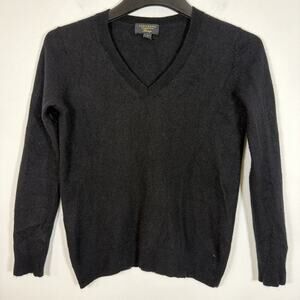 Charter Club 100% Cashmere Sweater Womens Small Black V-Neck Classic Luxury